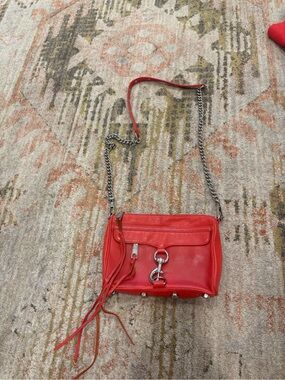 Rebecca Minkoff Red Leather Mini Mac Crossbody with Silver Hardware